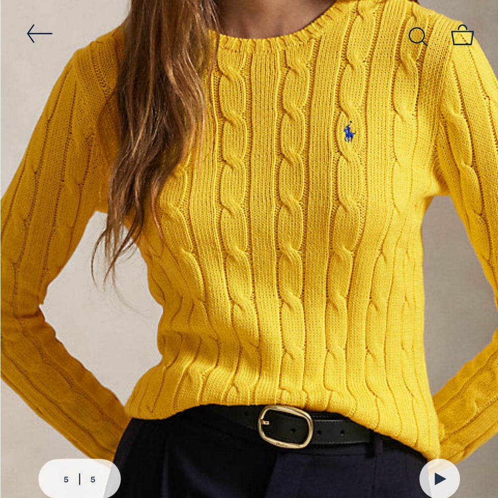 Polo by Ralph Lauren Women's Vibrant Yellow Cable Knit Sweater